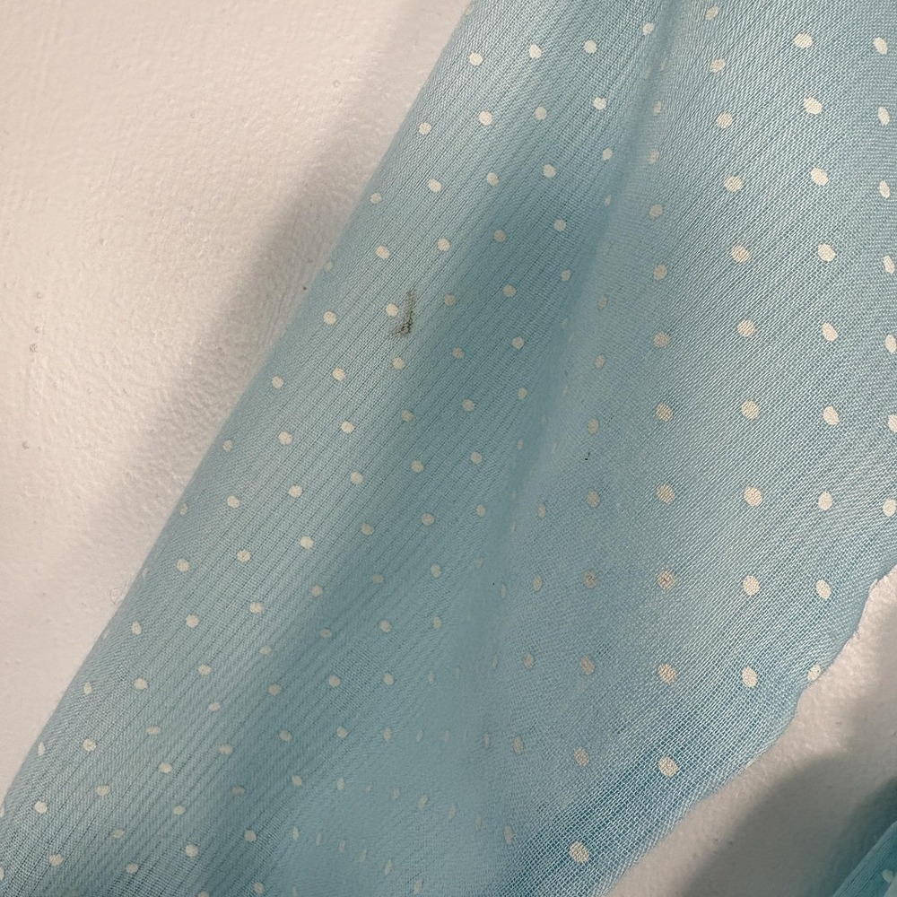 Vintage Polly Flinders Dress Girls 8 Blue Polka Dot Smocked Lace Party Formal - Picture 5 of 13